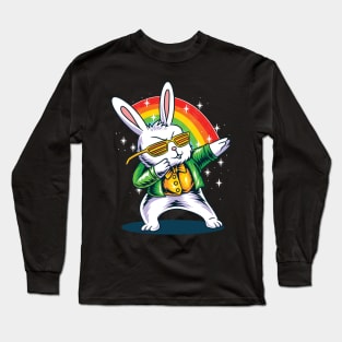 Easter bunny dabbing in rainbow Long Sleeve T-Shirt